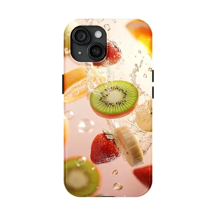 Fresh Fruits Splashing Water Pink Background