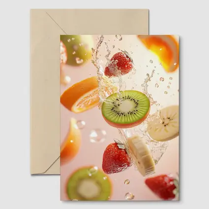 Fresh Fruits Splashing Water Pink Background