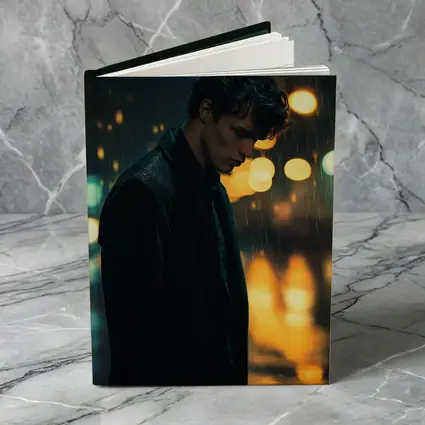 Young Man Standing Alone in Night Rain