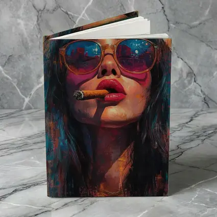 Woman With Cigar Sunglasses Colorful Oil Painting