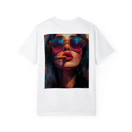 Woman With Cigar Sunglasses Colorful Oil Painting