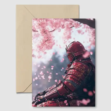 Red Samurai Armor Cherry Blossom Petals