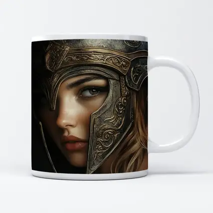 Female Warrior Dark Fantasy Ornate Helmet Portrait