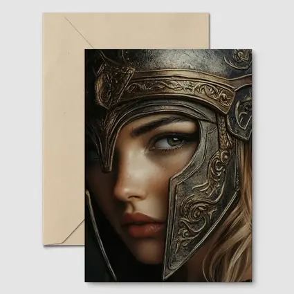 Female Warrior Dark Fantasy Ornate Helmet Portrait