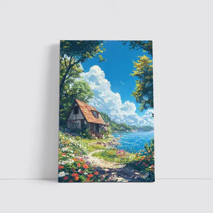 Anime Cottage By Flower Garden Coastal View