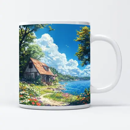 Anime Cottage By Flower Garden Coastal View
