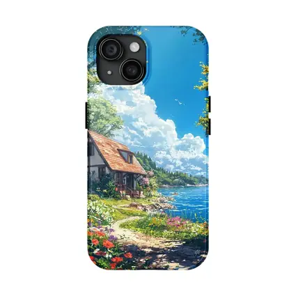 Anime Cottage By Flower Garden Coastal View