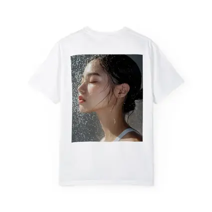 Asian Woman Wet Hair Water Droplets