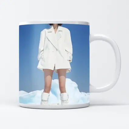 Woman White Coat Polar Bear Arctic Ice