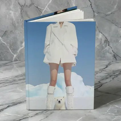 Woman White Coat Polar Bear Arctic Ice