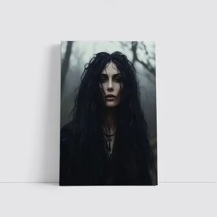 Dark Gothic Woman Misty Forest Portrait