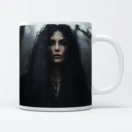 Dark Gothic Woman Misty Forest Portrait