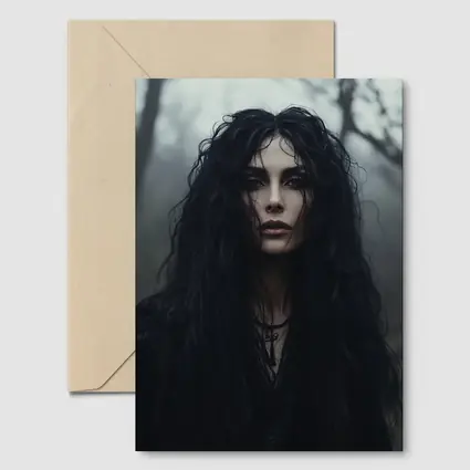 Dark Gothic Woman Misty Forest Portrait