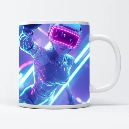 Neon VR Girl Futuristic Cyberpunk Digital World