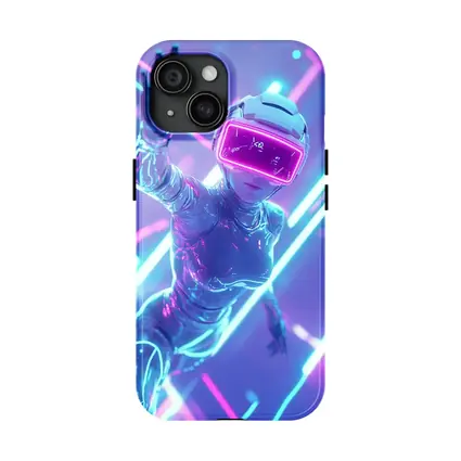 Neon VR Girl Futuristic Cyberpunk Digital World