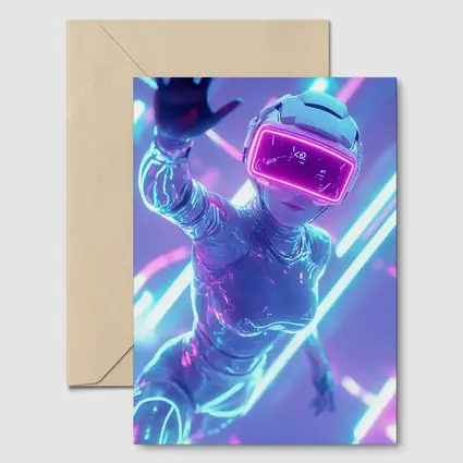 Neon VR Girl Futuristic Cyberpunk Digital World