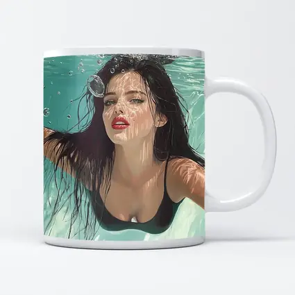 Woman Underwater Pool Digital Art Portrait