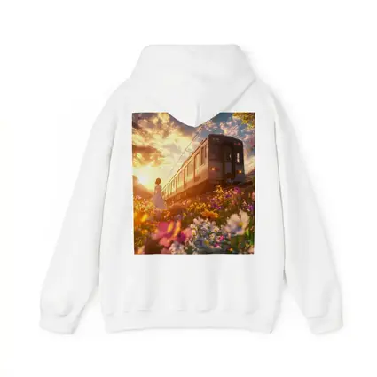 Anime Girl Train Sunset Wildflower Field