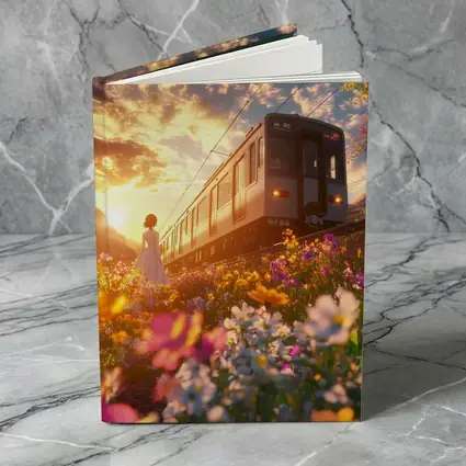 Anime Girl Train Sunset Wildflower Field