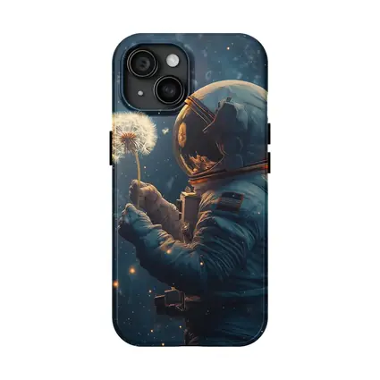 Astronaut Holding Dandelion in Starry Space