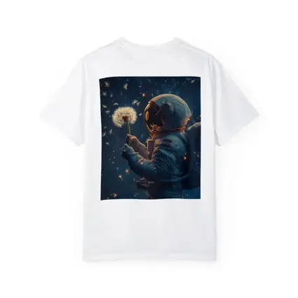 Astronaut Holding Dandelion in Starry Space