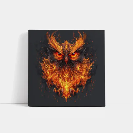Fiery Owl With Burning Flames Dark Background