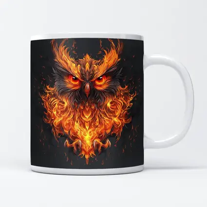Fiery Owl With Burning Flames Dark Background