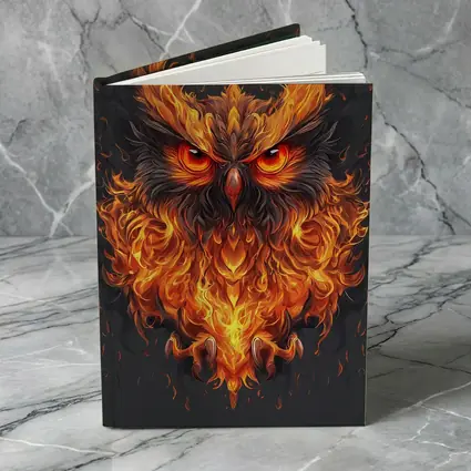 Fiery Owl With Burning Flames Dark Background