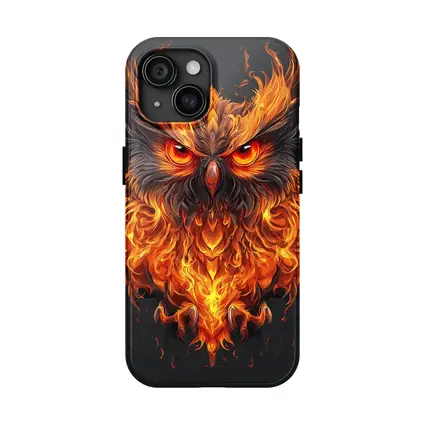 Fiery Owl With Burning Flames Dark Background