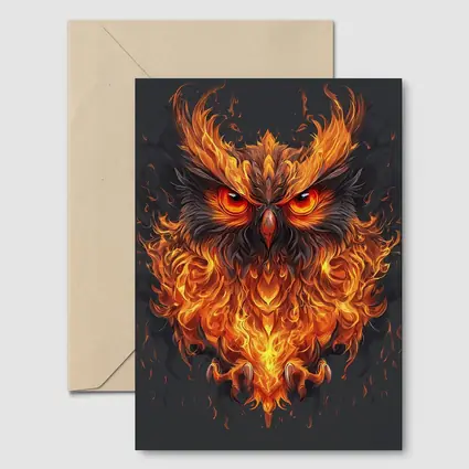 Fiery Owl With Burning Flames Dark Background