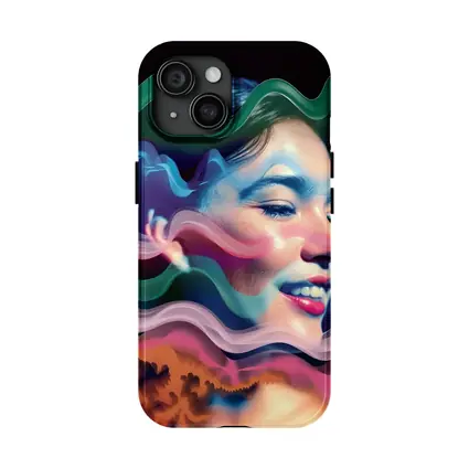 Woman Face Surreal Colorful Wave Art