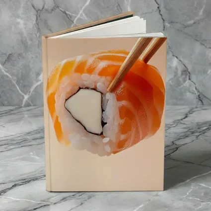 Salmon Sushi Roll Held With Chopsticks
