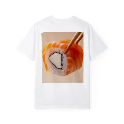 Salmon Sushi Roll Held With Chopsticks