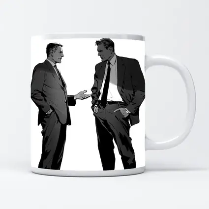 Two Businessmen Talking Grayscale Illustration Art