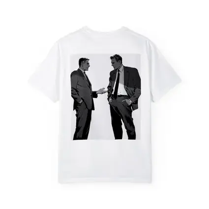 Two Businessmen Talking Grayscale Illustration Art