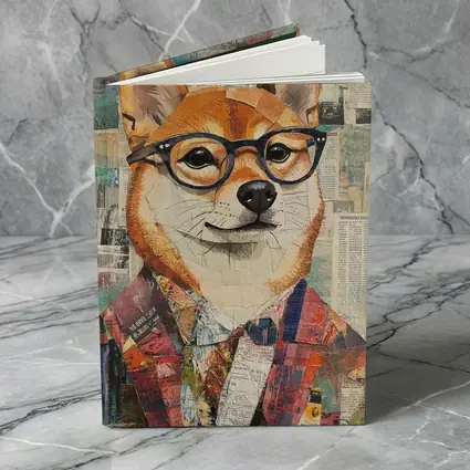 Shiba Inu Dog Collage Newspaper Background Art