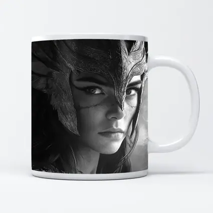Warrior Woman Viking Helmet Black White