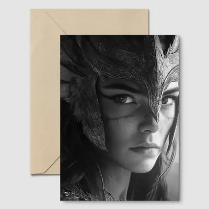 Warrior Woman Viking Helmet Black White