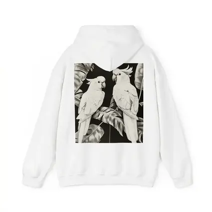 Two White Cockatoos Black and White Art