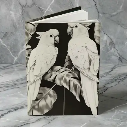 Two White Cockatoos Black and White Art