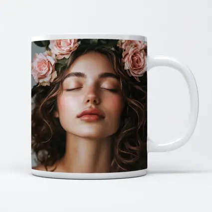 Woman With Pink Roses Flower Crown