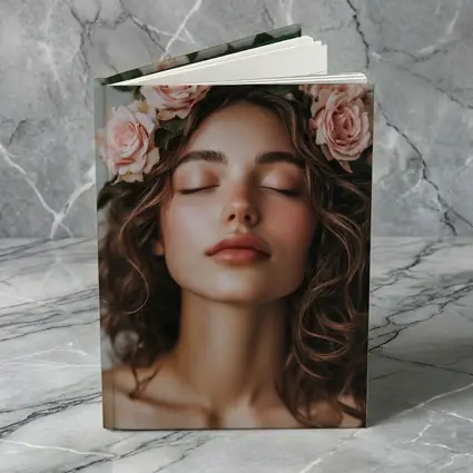 Woman With Pink Roses Flower Crown
