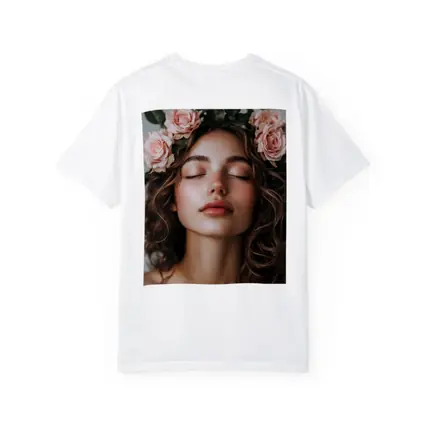 Woman With Pink Roses Flower Crown