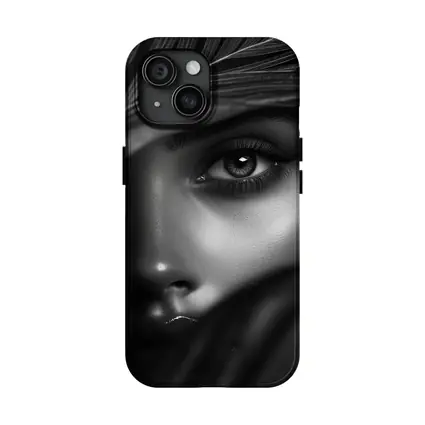 Black and White Woman Portrait Tropical Leaves