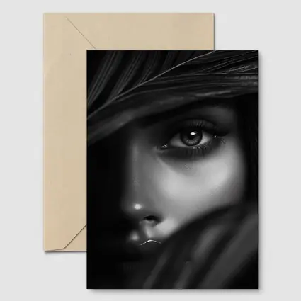 Black and White Woman Portrait Tropical Leaves