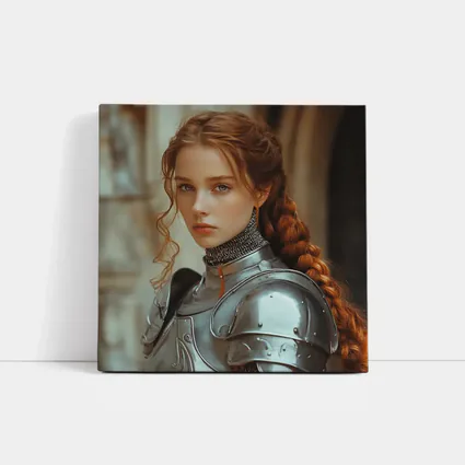 Young Female Knight Silver Armor Castle