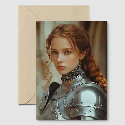 Young Female Knight Silver Armor Castle