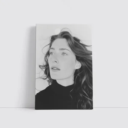 Black and White Woman Portrait Windy Hair