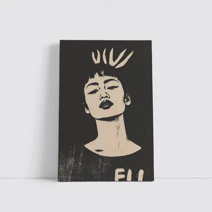 Bold Woman Portrait Dark Graphic Art