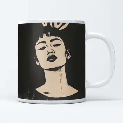 Bold Woman Portrait Dark Graphic Art